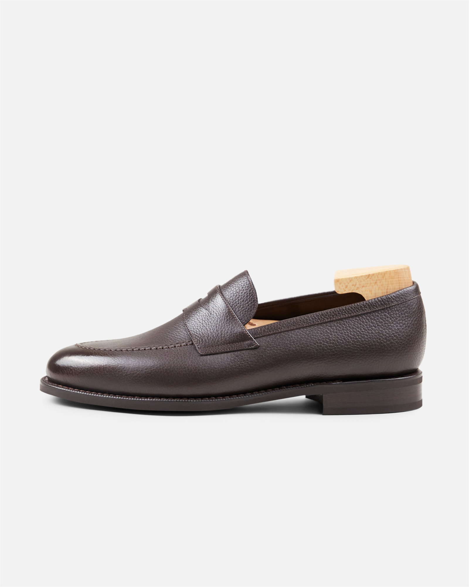Penny Loafer - Grain Leather Rubber Sole Brown - Loafers - Cavour
