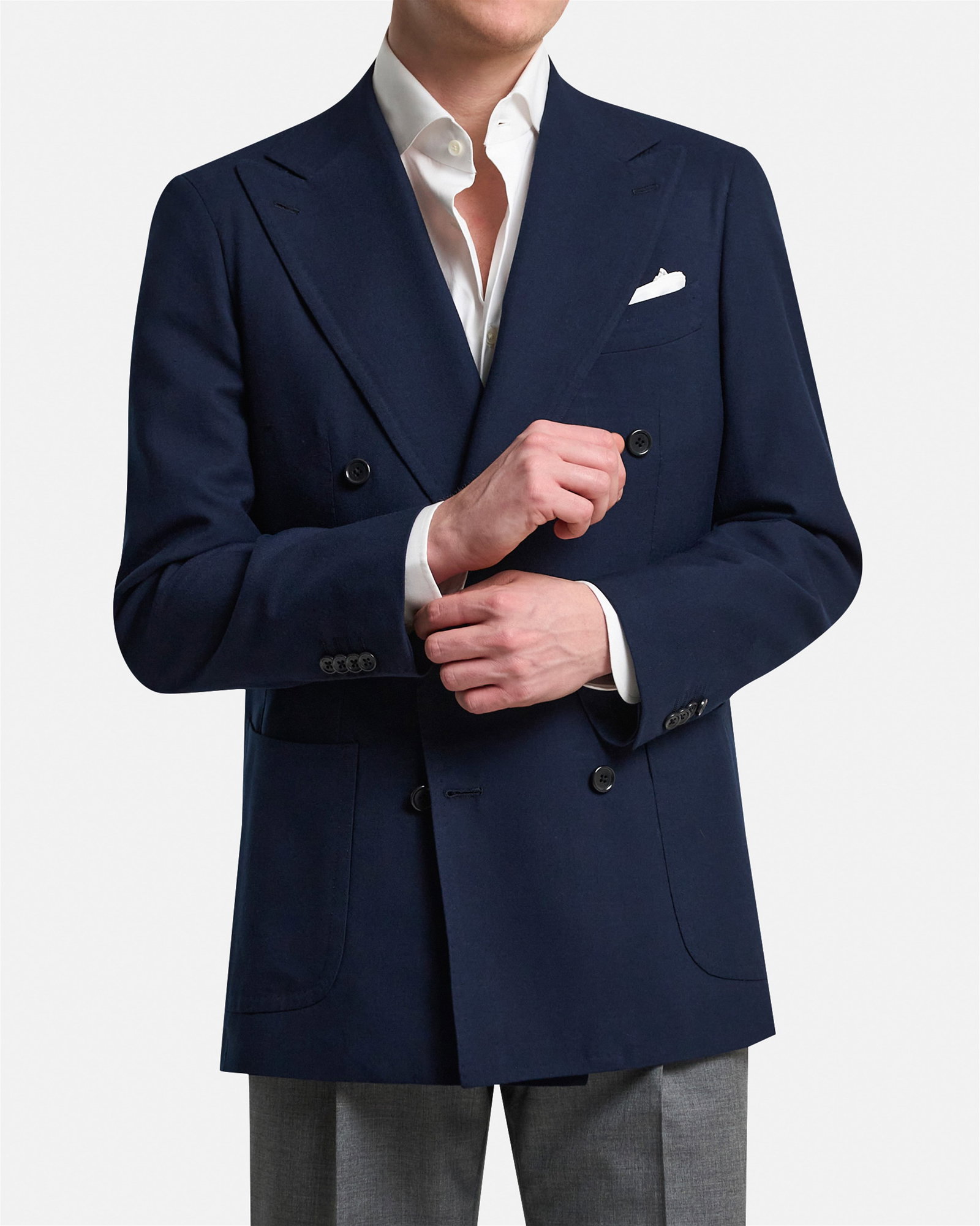 Mod 3 Double Breasted Cashmere Hopsack Jacket Navy - Blazers - Cavour Mod 3 Double Breasted Cashmere Hopsack Jacket Navy - Blazers - Cavour