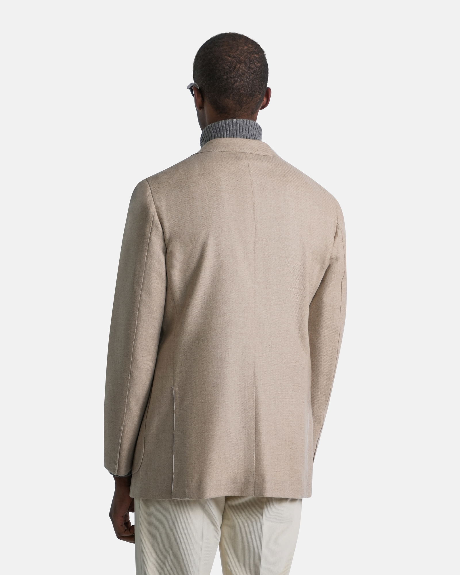 Handmade Flannel Twill Jacket Taupe - Blazers - Cavour