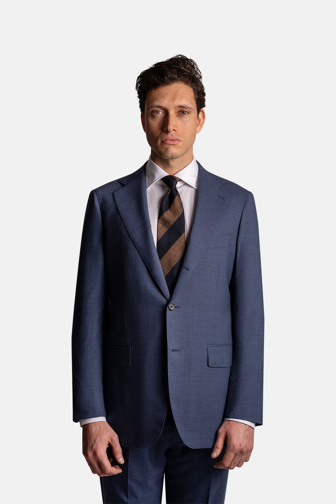 Wide Leg Solid Dark Navy Super 150's  Touch Suit Hand Made - Dark Blue Suit Color