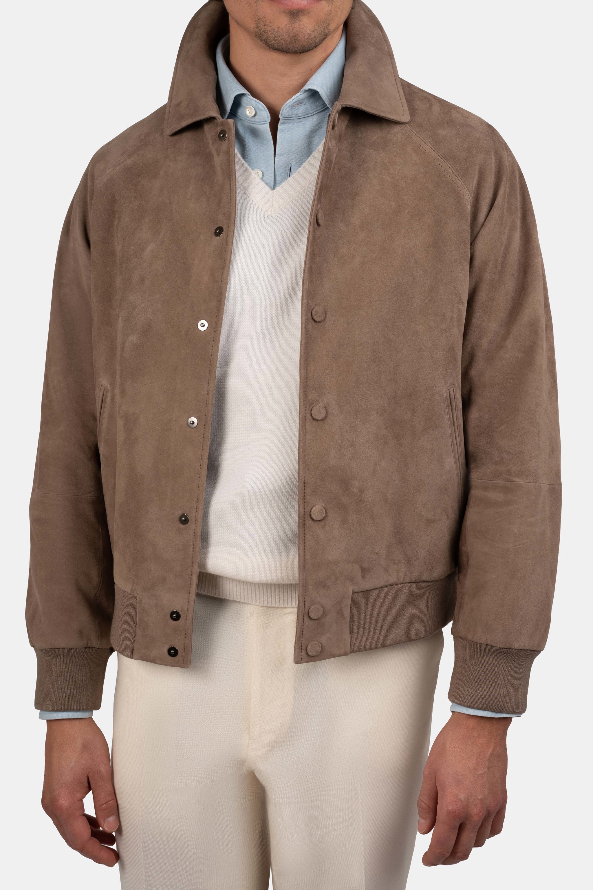 Exclusive Suede Flight Jacket Taupe - Jackets - Cavour