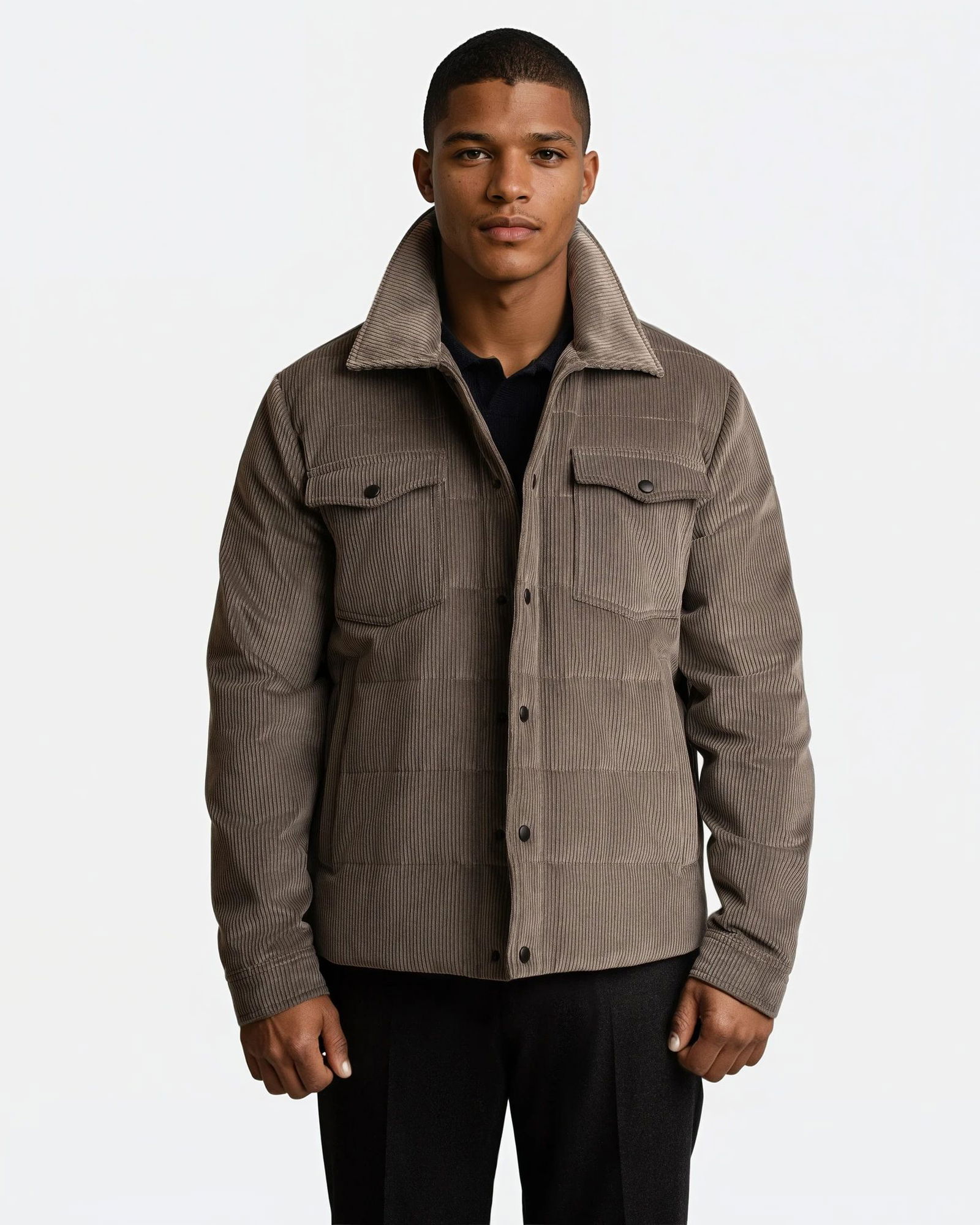 Corduroy City Jacket Light Grey - Down Jackets - Cavour