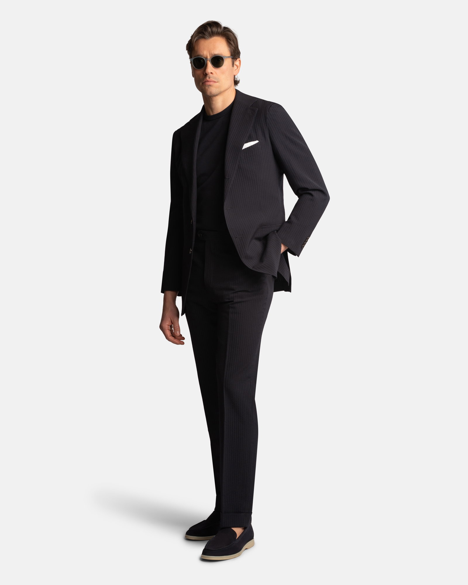 Mod 2 Luxury Seersucker Suit Navy - Suits - Cavour
