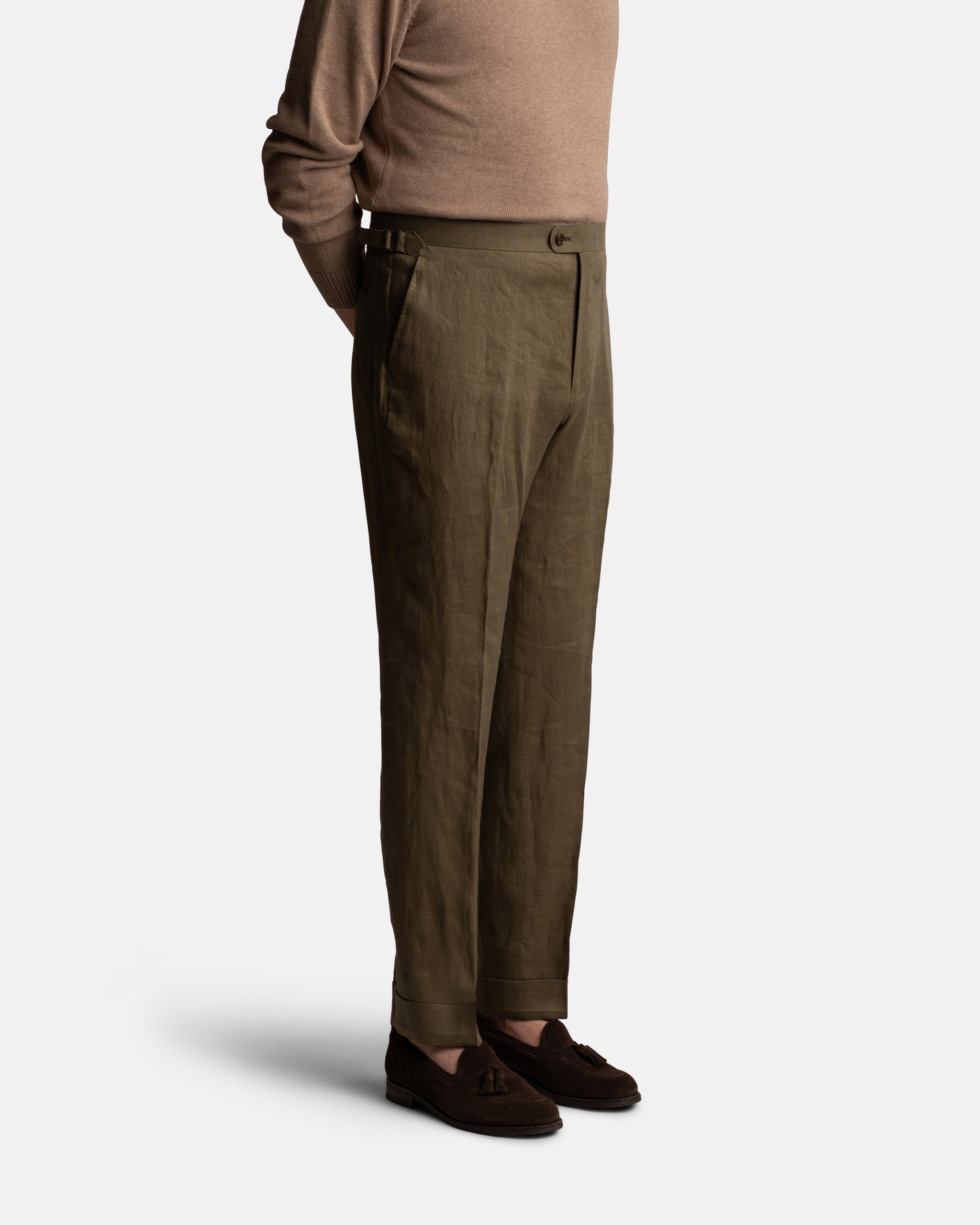 Ins Cavour Mod 2 Cavour Exclusive Linen Trouser Olive - Trousers - Cavour