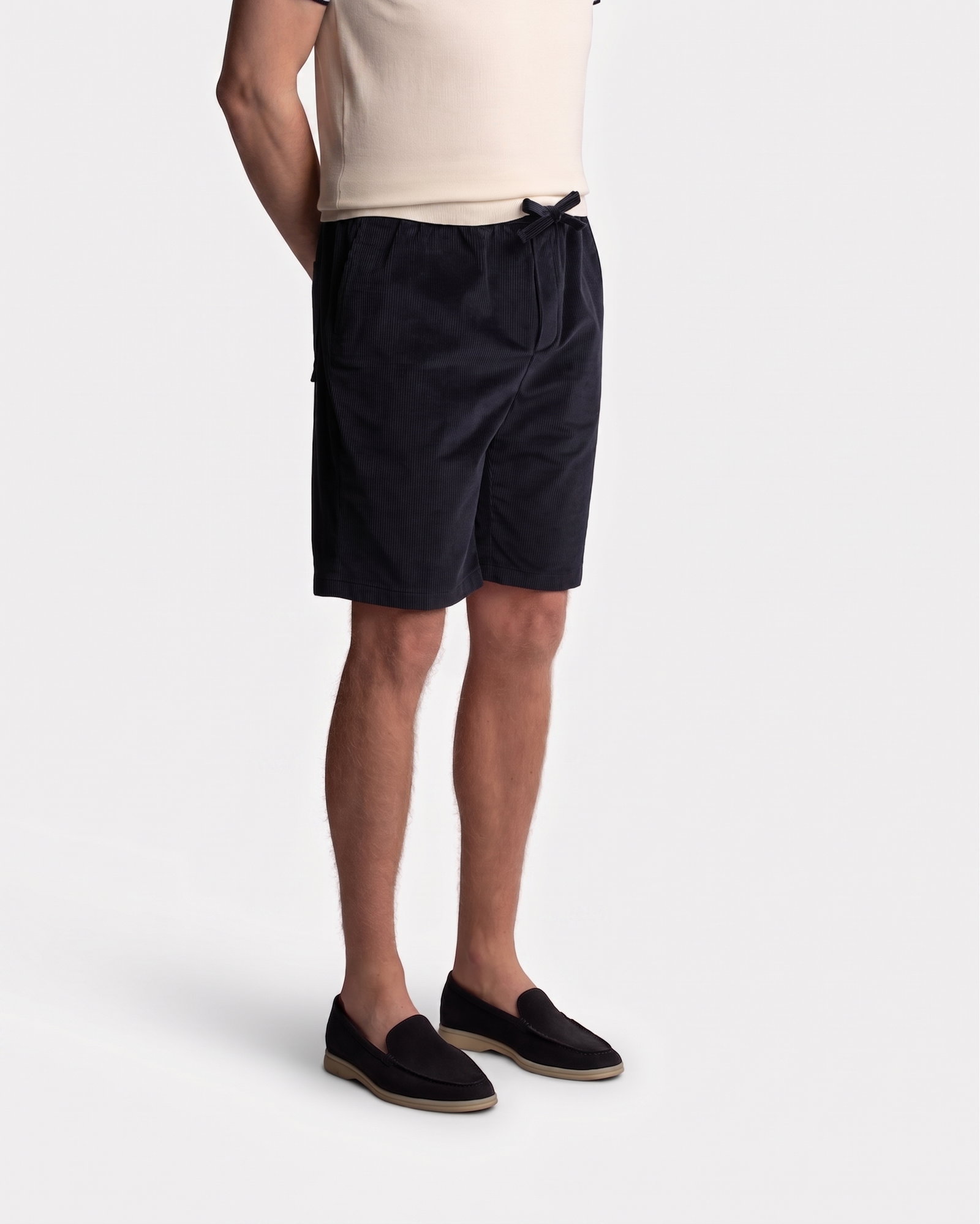 Corduroy Shorts Navy - Shorts - Cavour