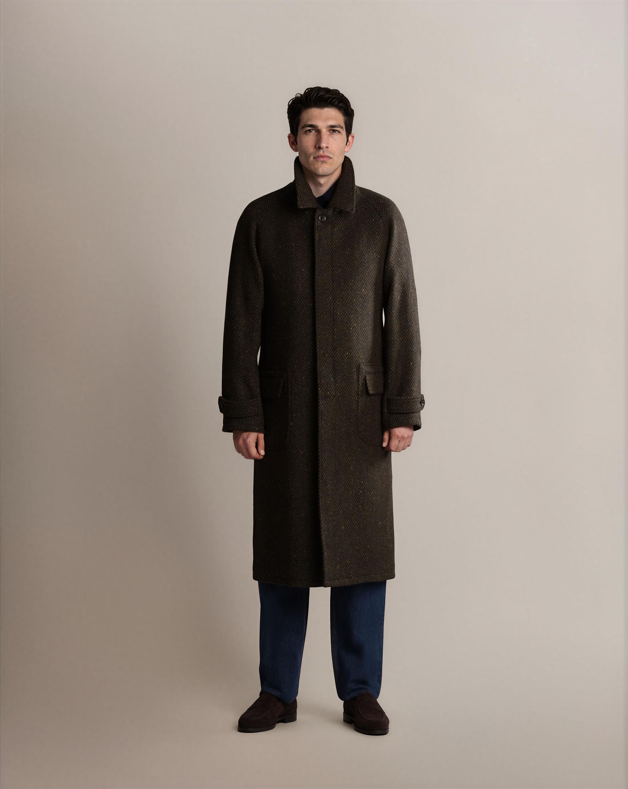 Raglan Tweed Coat Green - Coats - Cavour
