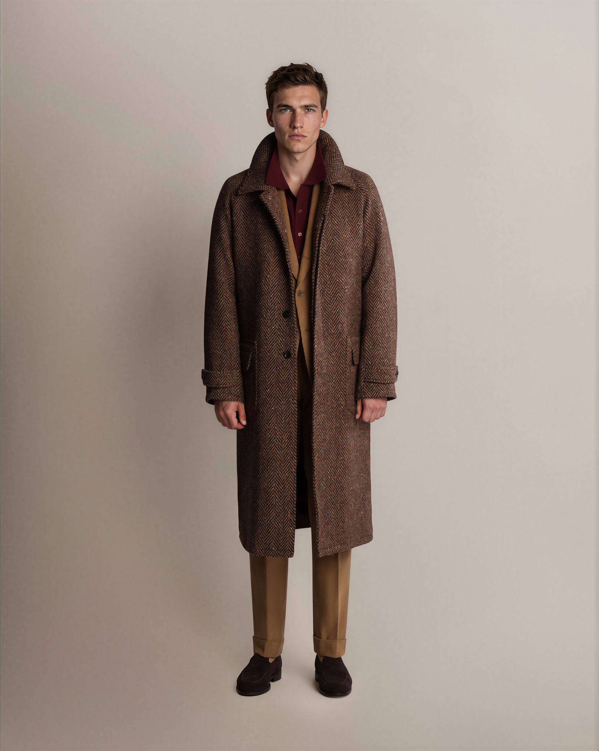 Raglan Tweed Coat Brown - Coats - Cavour