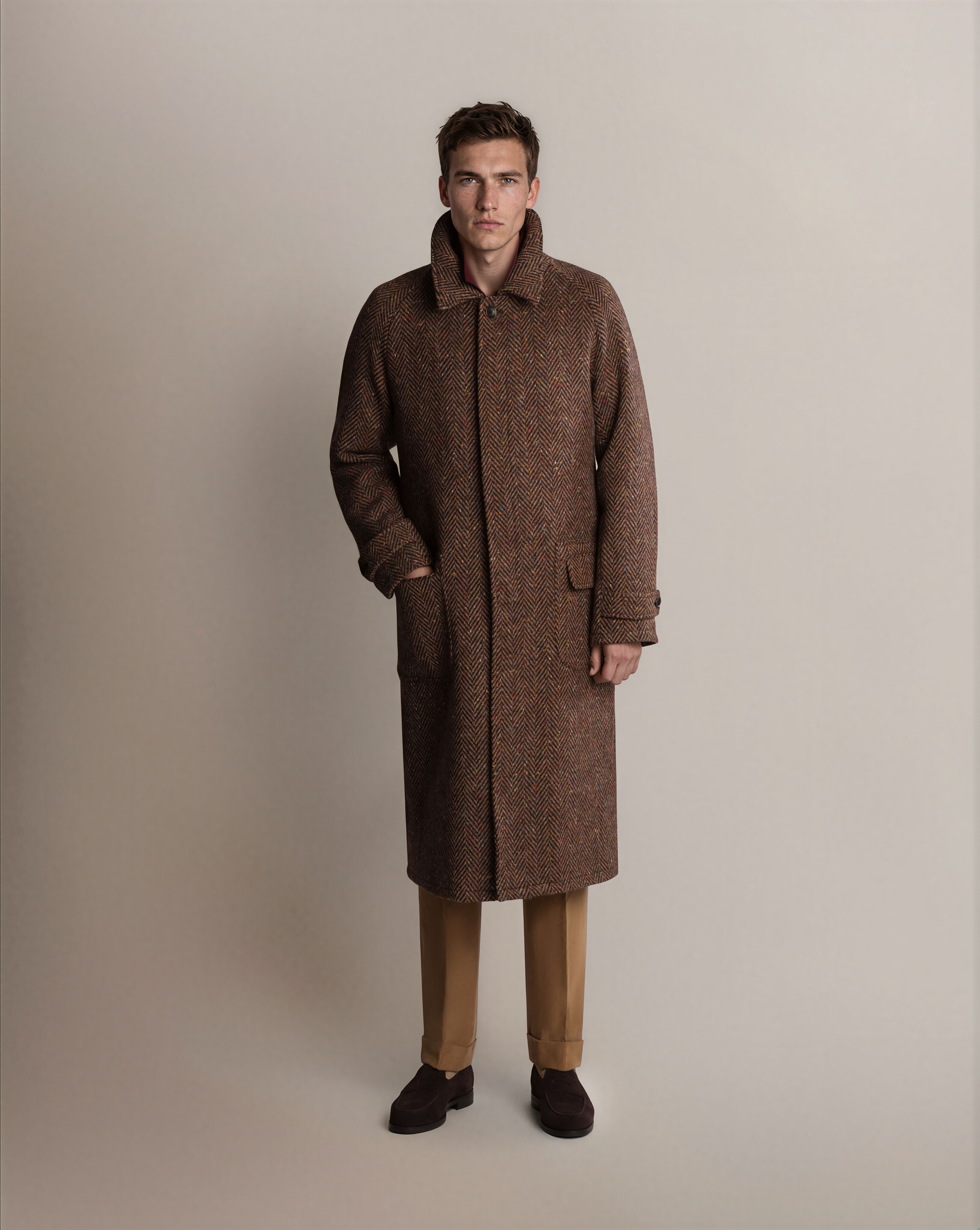 Raglan Tweed Coat Brown - Coats - Cavour