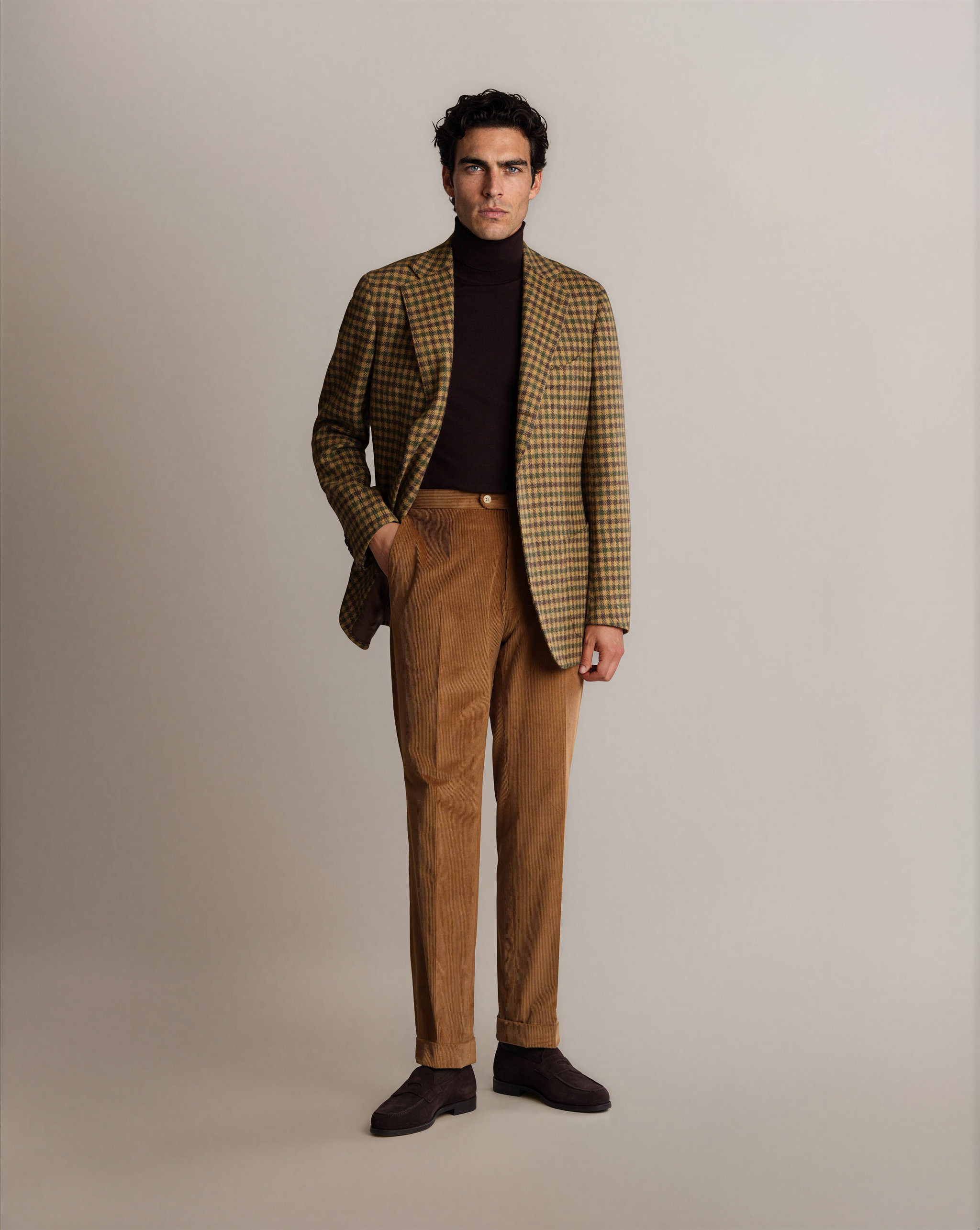 Mod 2 Shepherds Check Tweed Jacket Brown - Blazers - Cavour