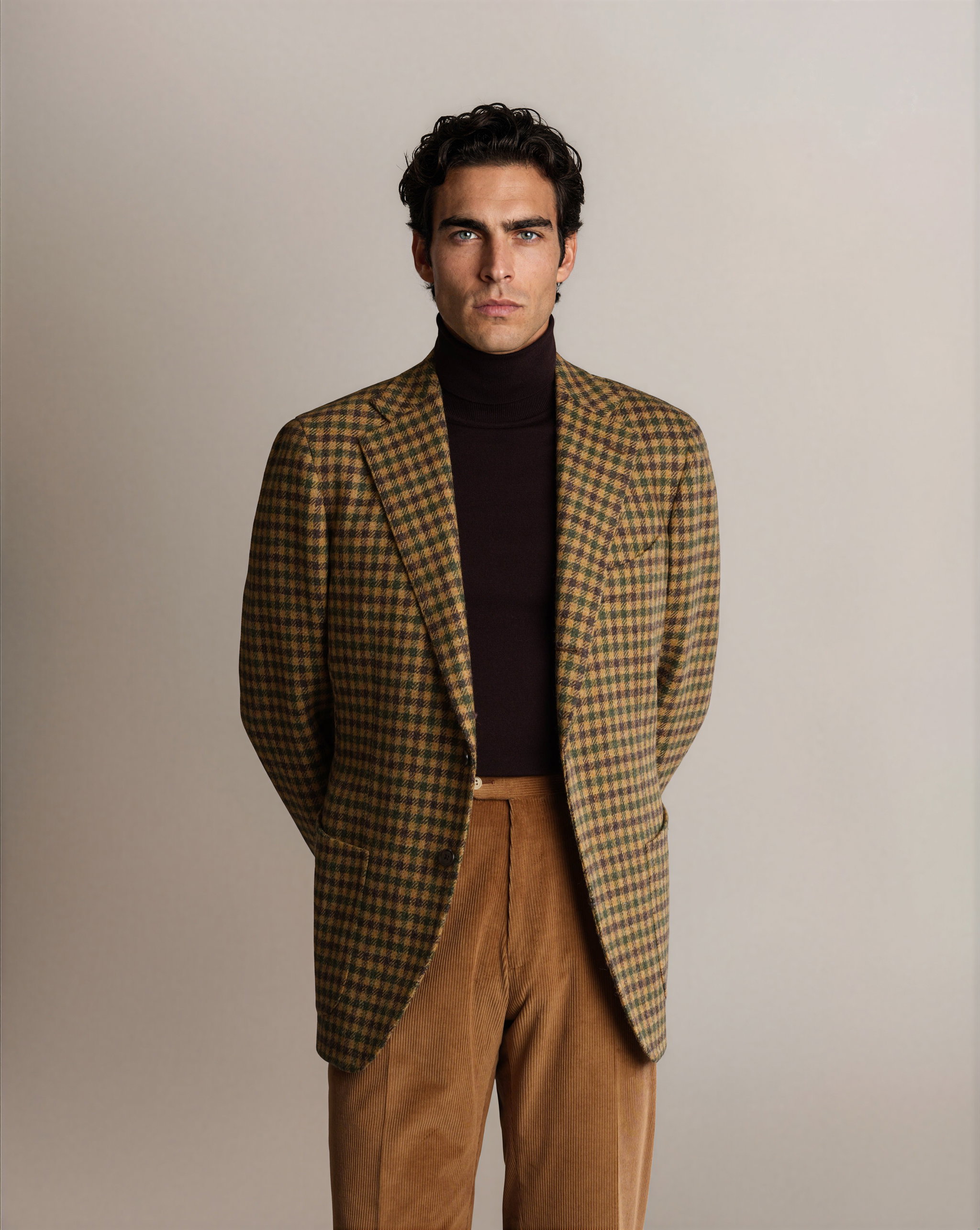 Mod 2 Shepherds Check Tweed Jacket Brown - Blazers - Cavour