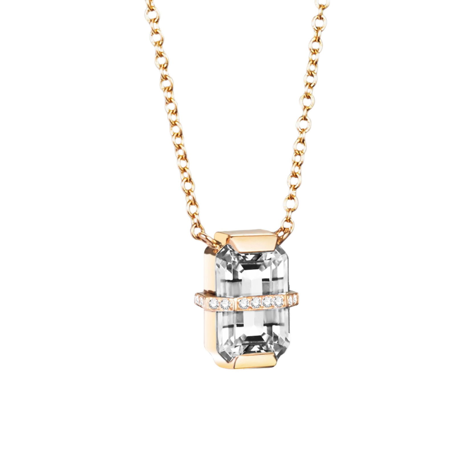 Little Bend Over Necklace Crystal Quartz.