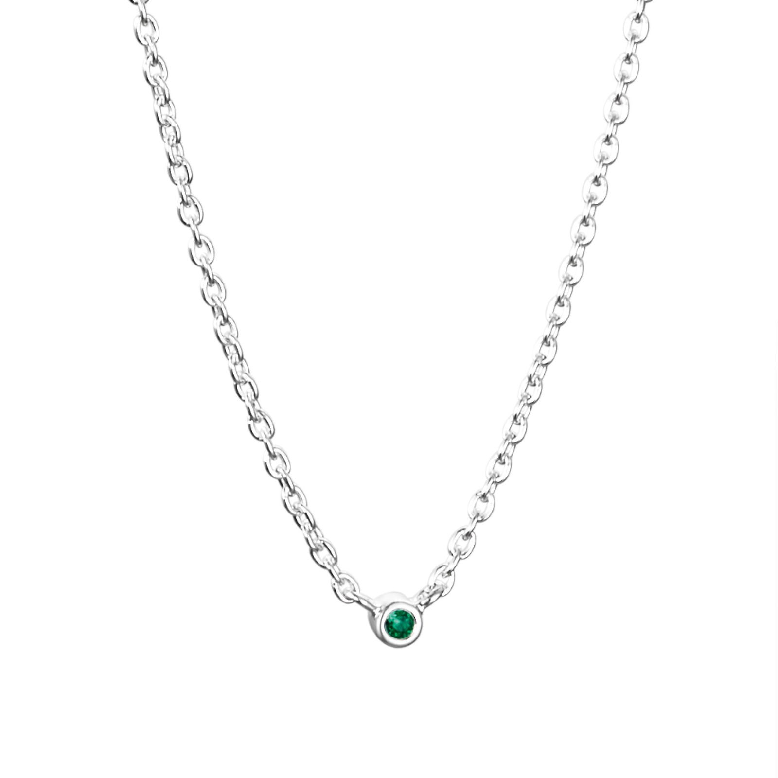 Alternativ bild 0 för Micro Blink - Green Emerald Halsband Silver 40-45 cm