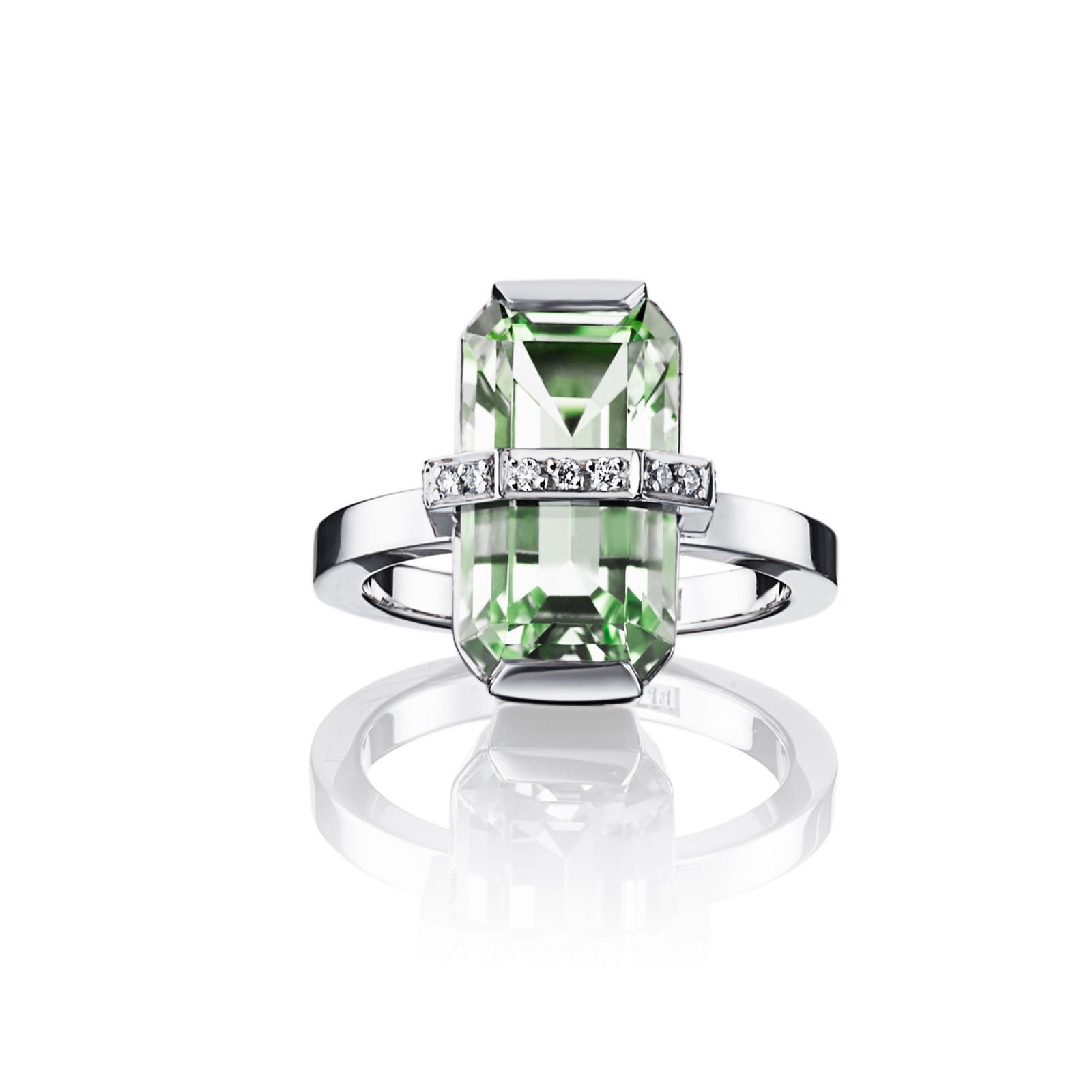 Alternativ bild 0 för Little Bend Over - Green Quartz Ring Vitguld 15.00 mm