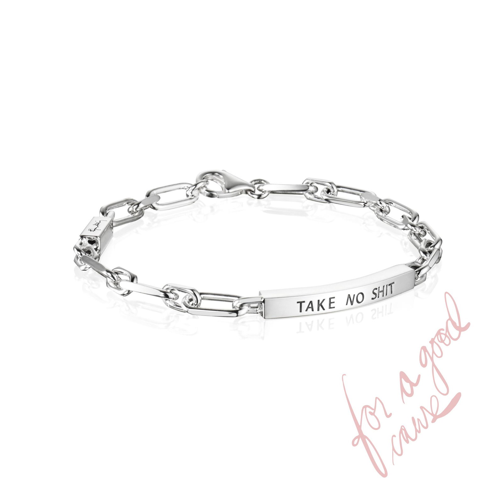 Thin Silver Bracelet - Take No Shit bild 3