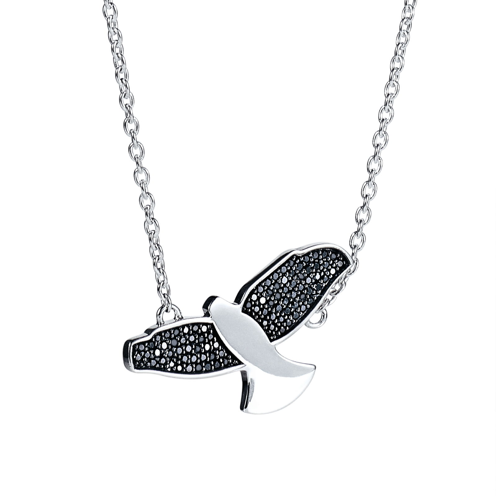 Efva Attling Black Bird Necklace 42/45 - SILVER