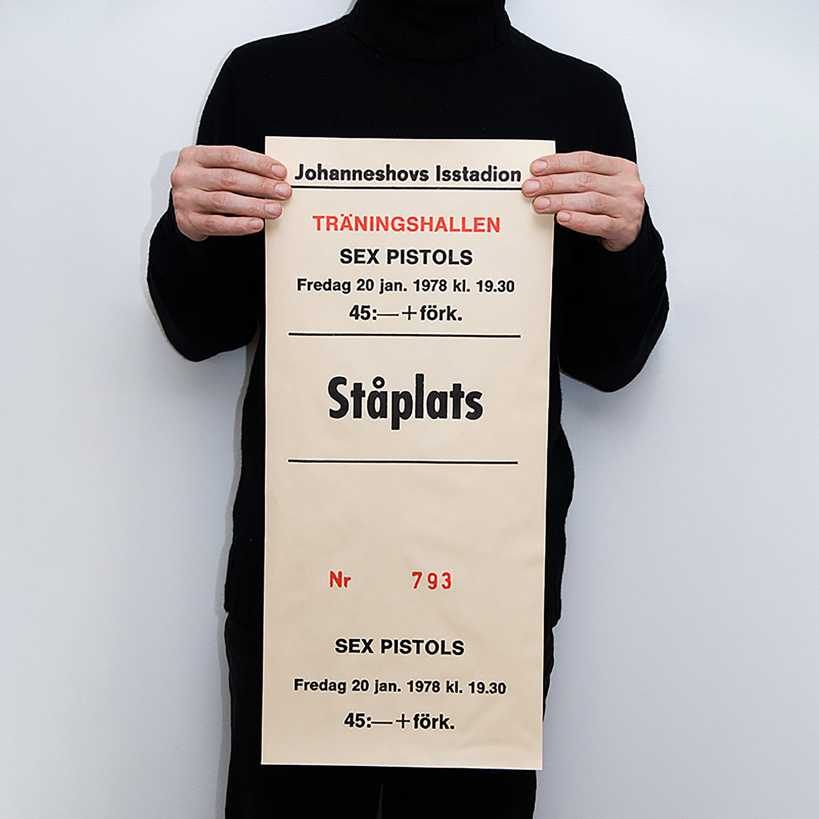 Efva Attling TICKET - Sex Pistols. 282 X 630 CM - ÖVRIGT