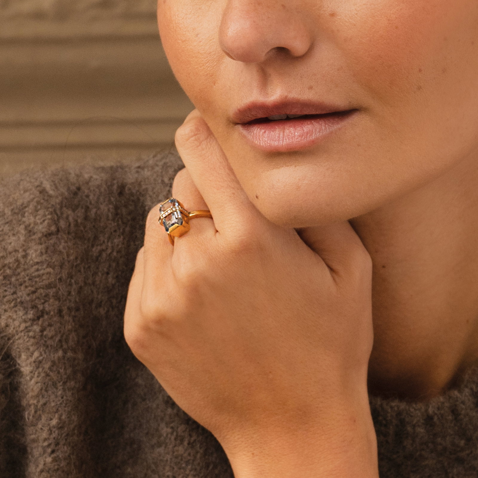 Little Bend Over Ring - Aquamarine bild 2