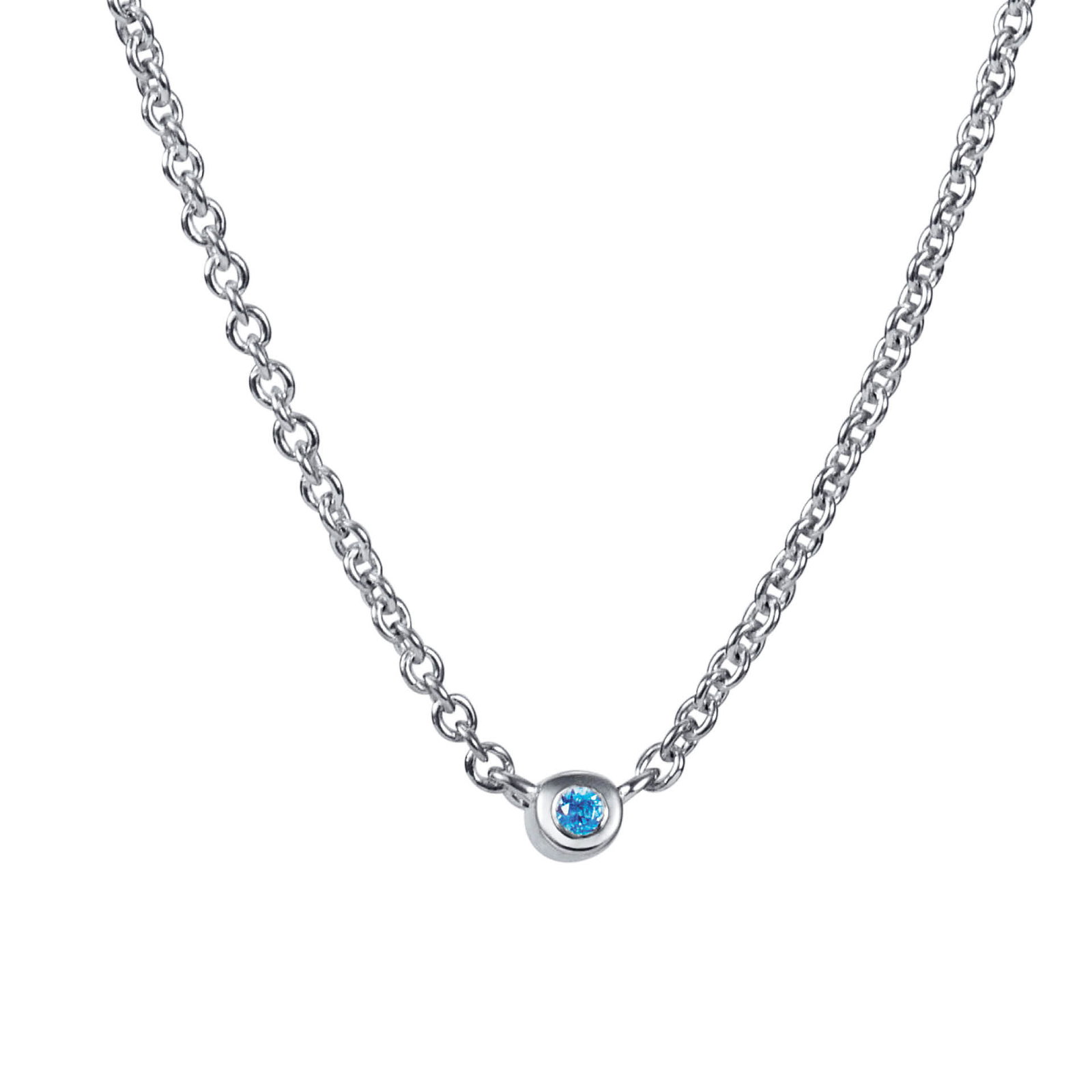 Efva Attling Micro Blink Necklace - Blue Topaz 40/42/45 CM - SILVER