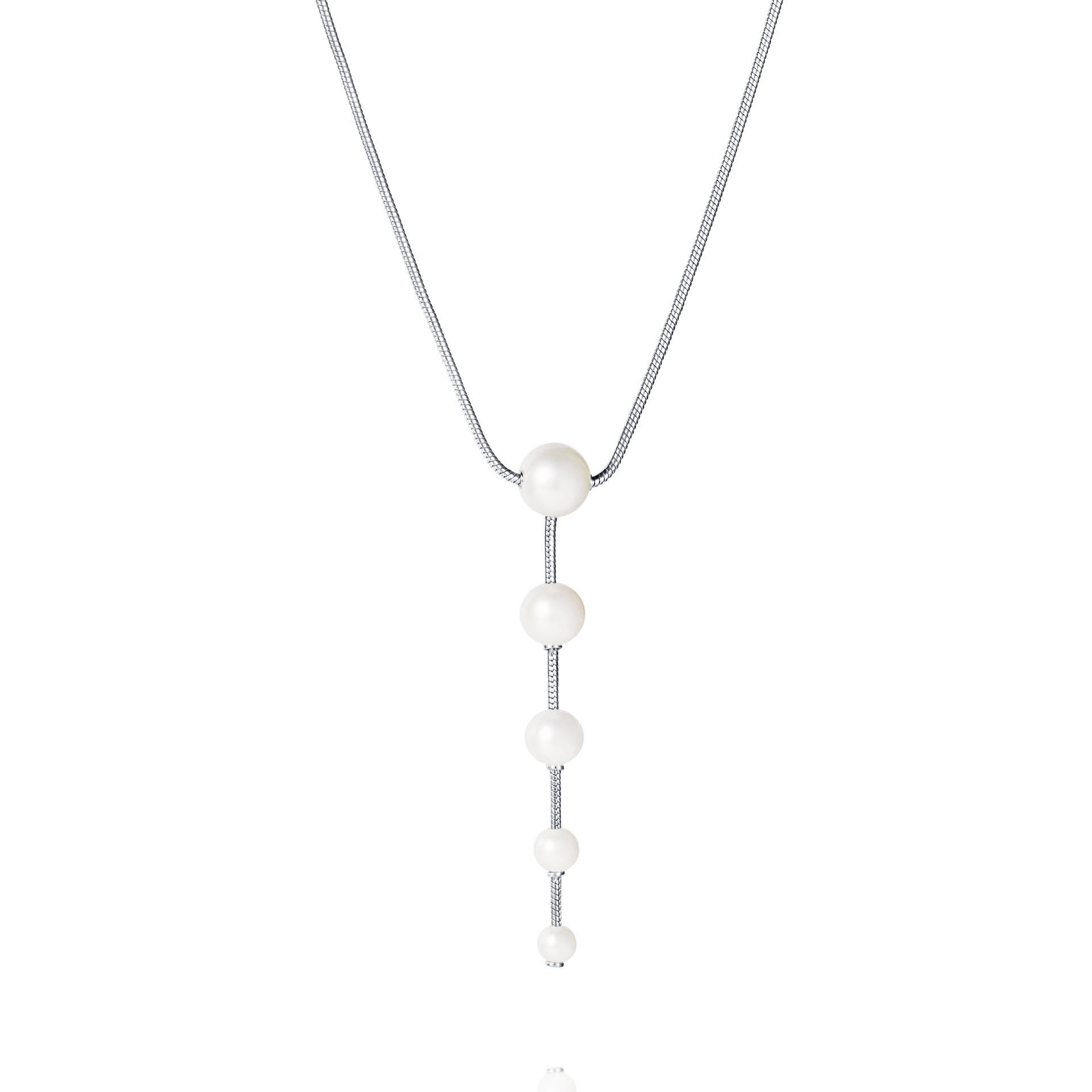 Efva Attling Flowing Pearls Necklace 45 CM - SILVER