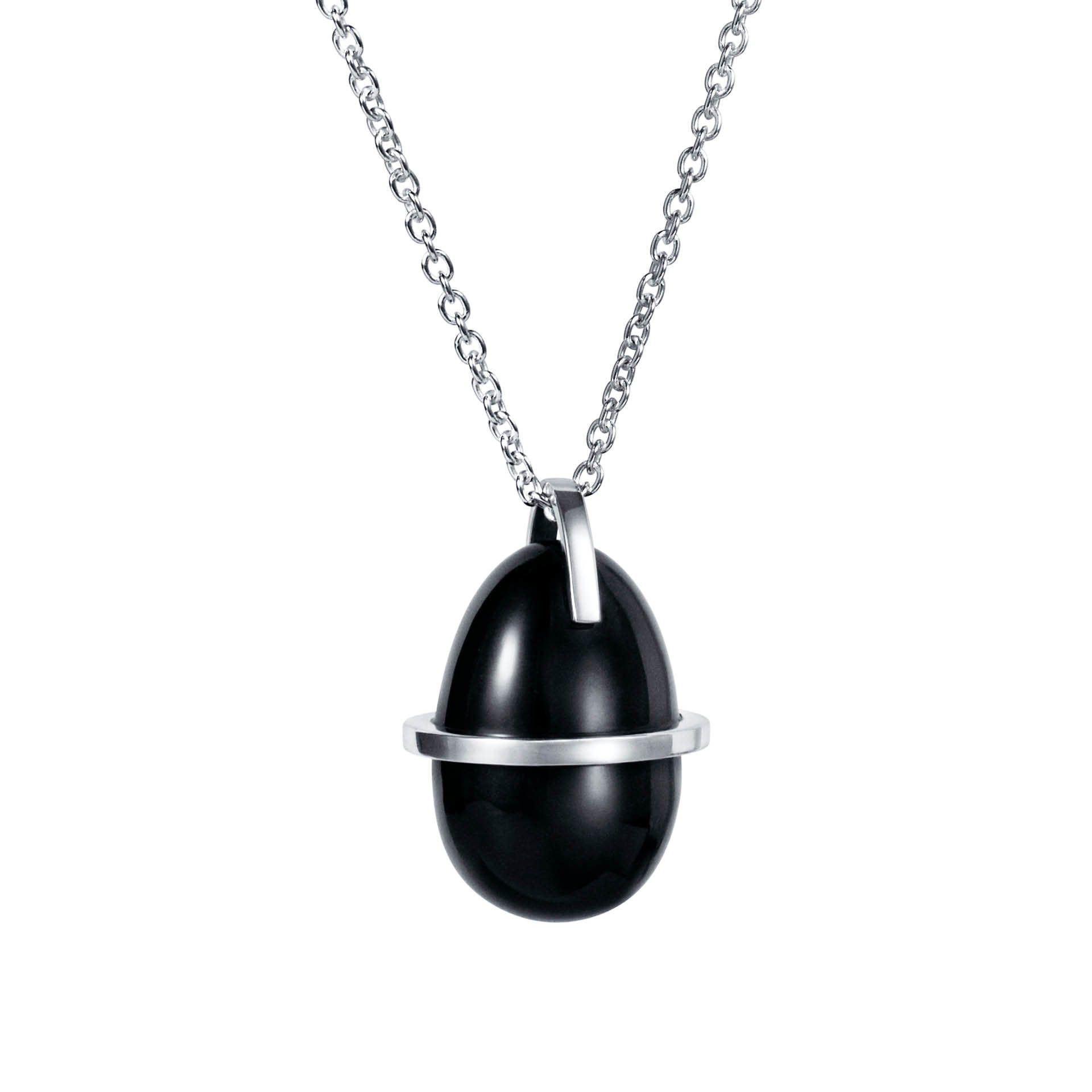 Slick & Black Pendant 70 CM SILVER