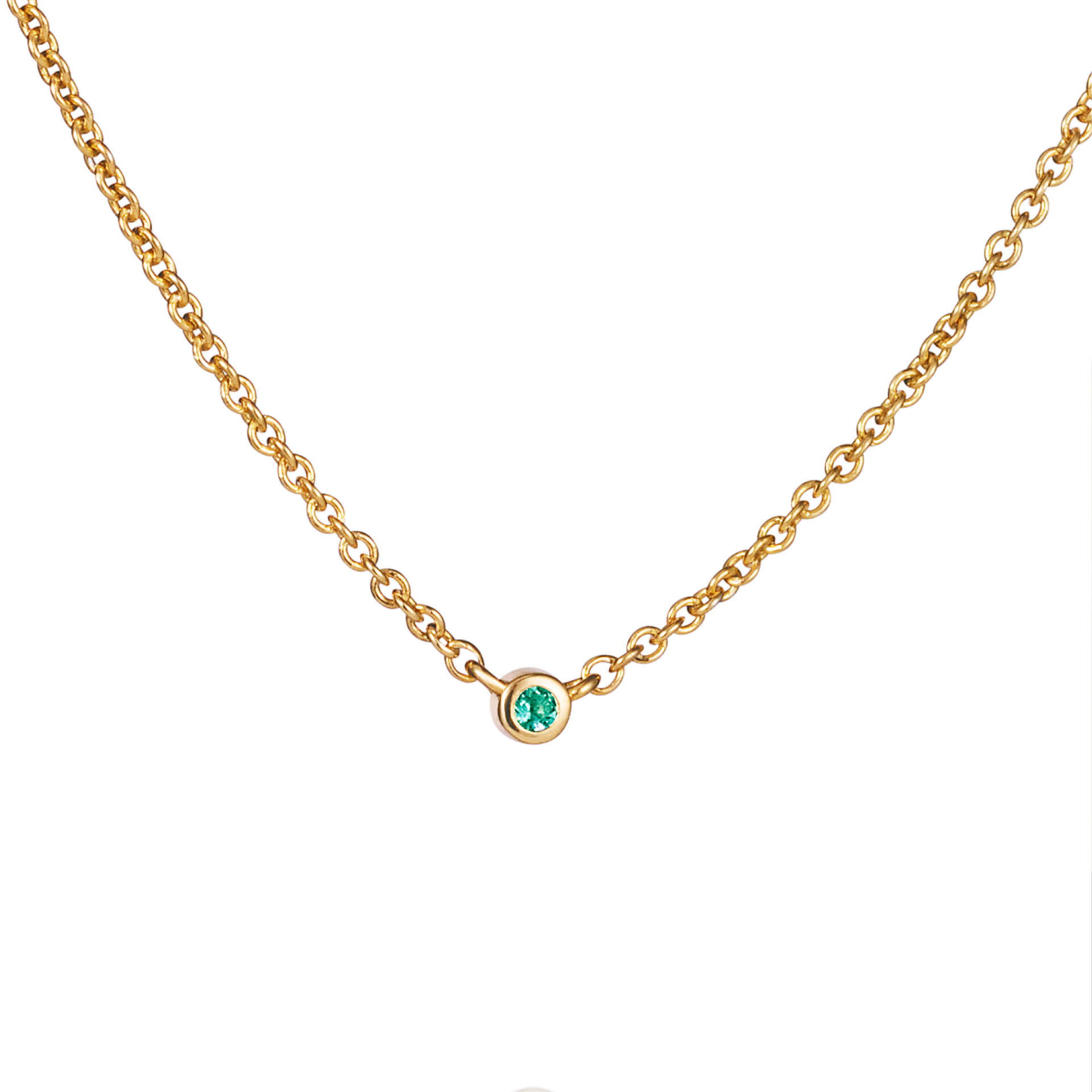 Efva Attling - Micro Blink Necklace - Green Emerald Gold Plated