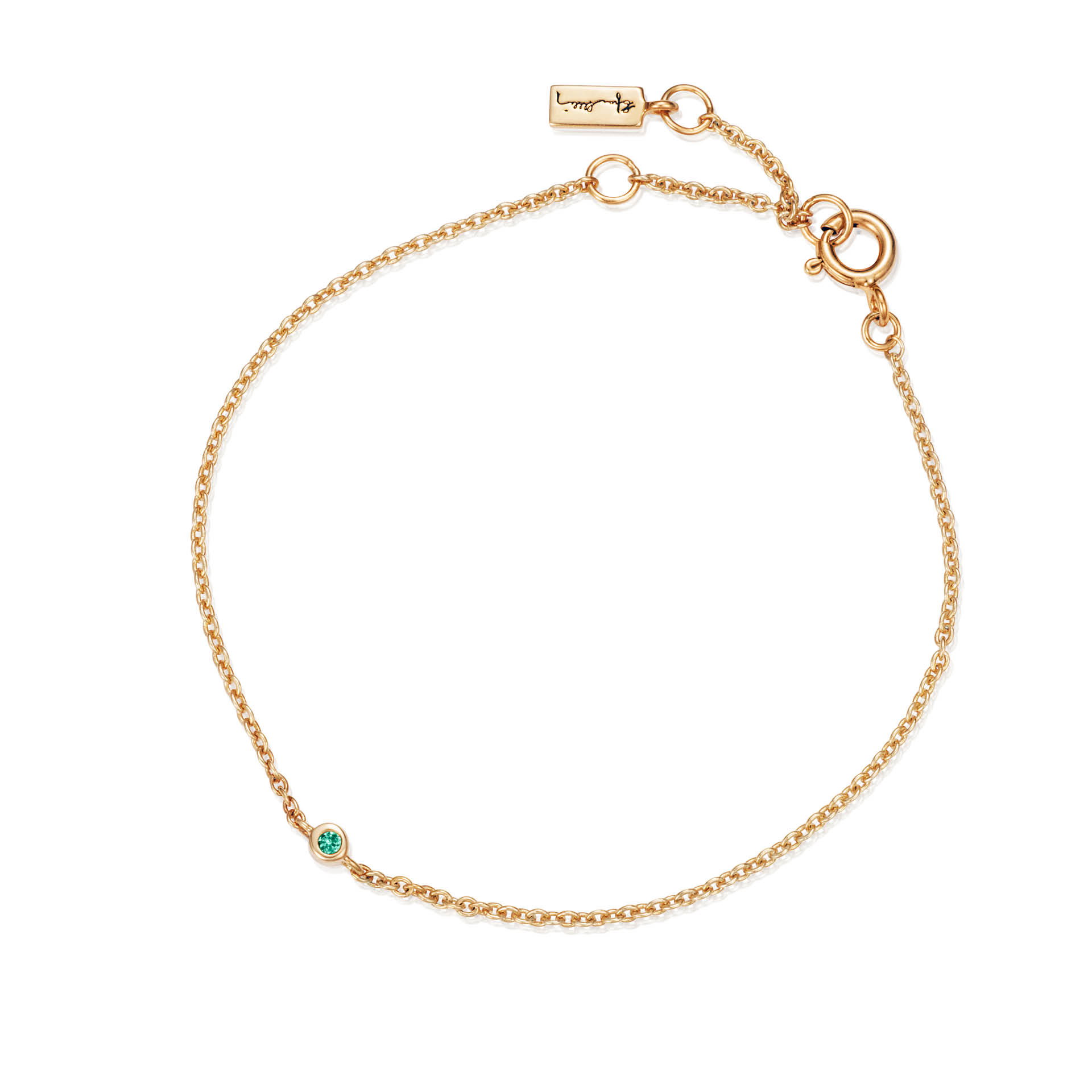 Efva Attling - Micro Blink Bracelet - Green Emerald Gold Plated