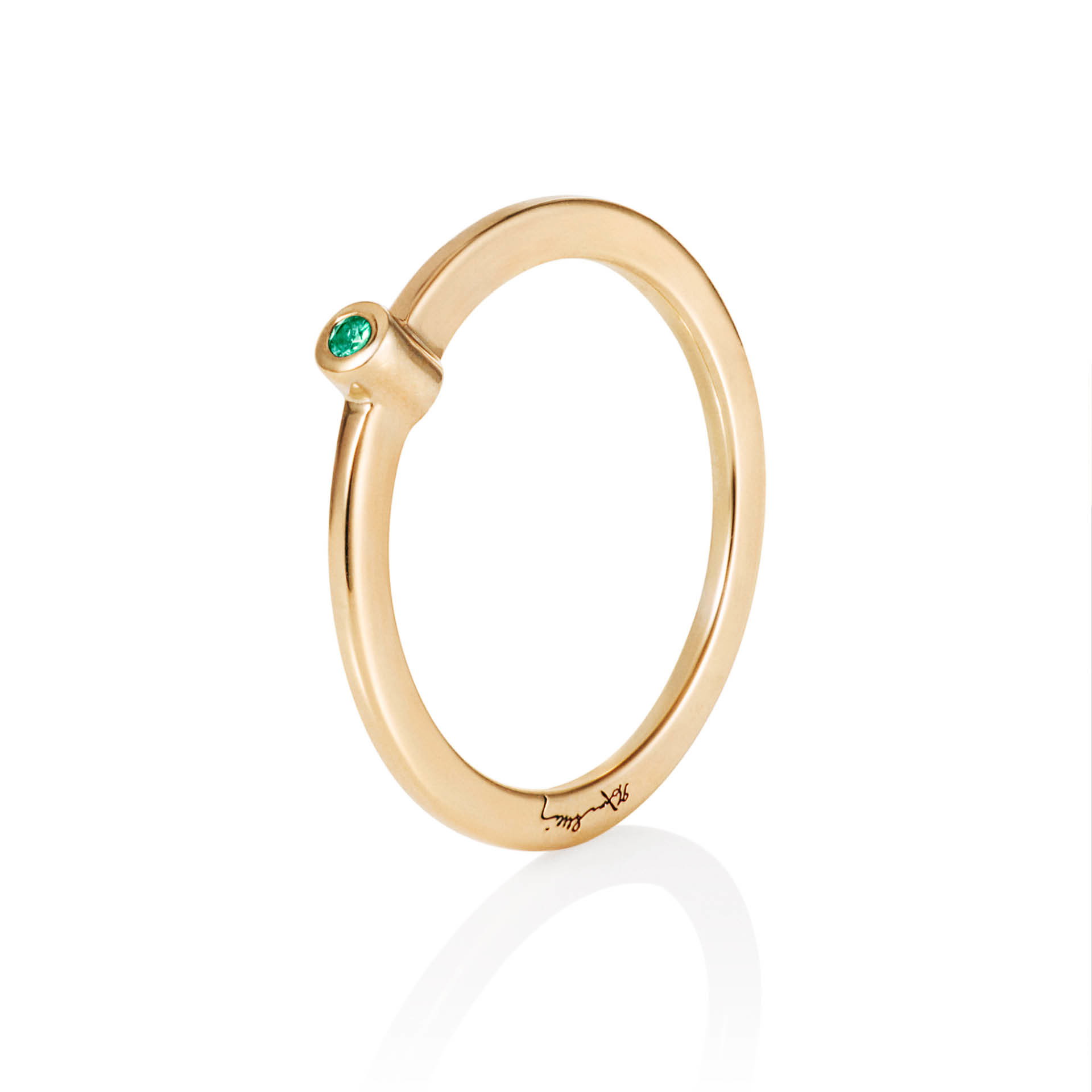 Efva Attling Micro Blink Ring - Green Emerald 16.50 - GULDPLÄTERAT SILVER