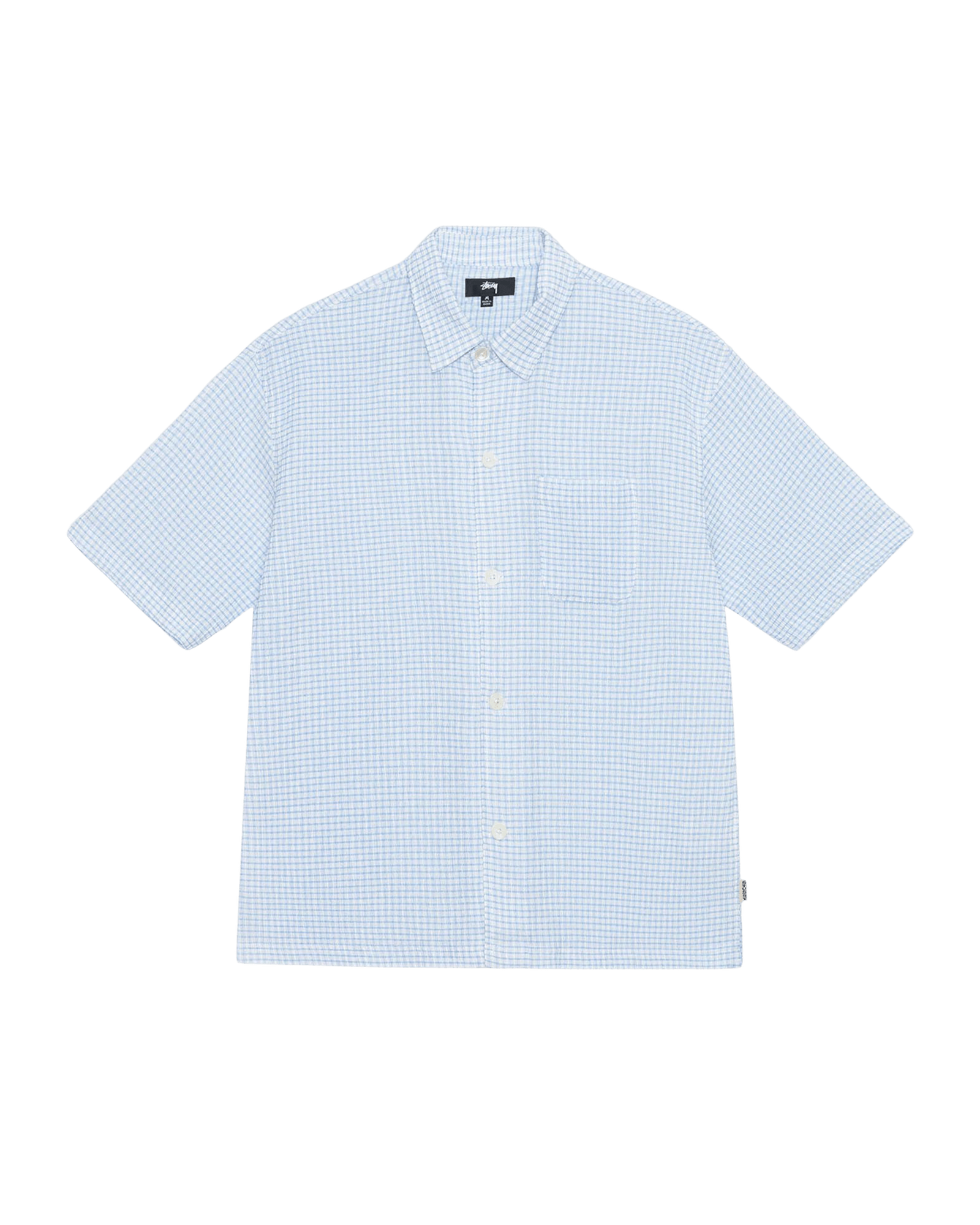 Stussy Flat Bottom Crinkled Shirt Blue Check - Shirts | YME